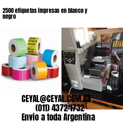 2500 etiquetas impresas en blanco y negro