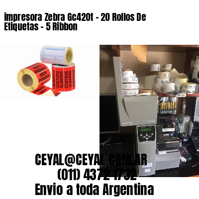 impresora Zebra Gc420t – 20 Rollos De Etiquetas – 5 Ribbon