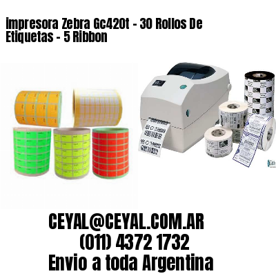 impresora Zebra Gc420t – 30 Rollos De Etiquetas – 5 Ribbon