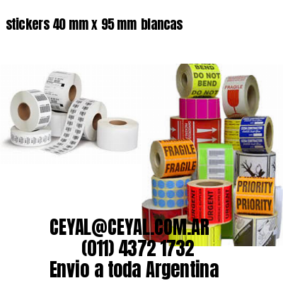 stickers 40 mm x 95 mm	blancas