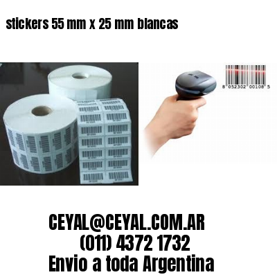 stickers 55 mm x 25 mm	blancas