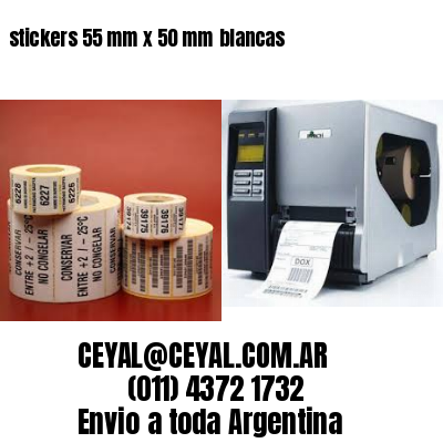 stickers 55 mm x 50 mm	blancas