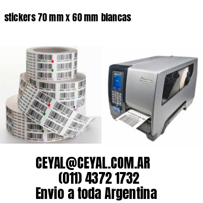 stickers 70 mm x 60 mm	blancas