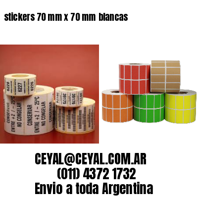 stickers 70 mm x 70 mm	blancas