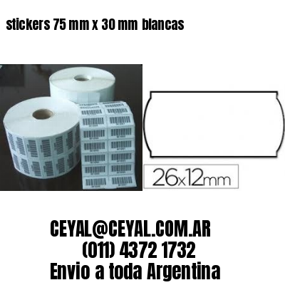 stickers 75 mm x 30 mm	blancas