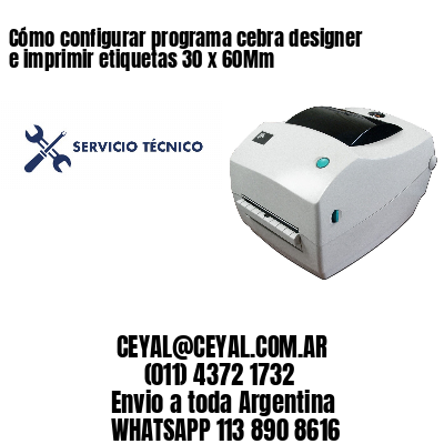 Cómo configurar programa cebra designer e imprimir etiquetas 30 x 60Mm