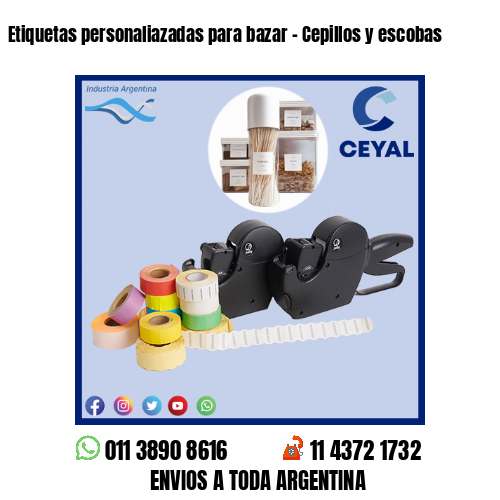 Etiquetas personaliazadas para bazar – Cepillos y escobas