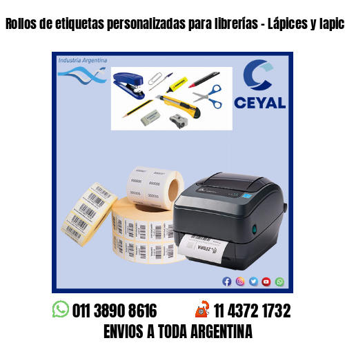 Rollos de etiquetas personalizadas para librerías – Lápices y lapiceras
