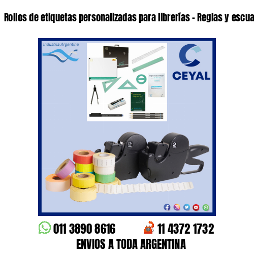 Rollos de etiquetas personalizadas para librerías – Reglas y escuadras
