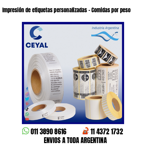 Impresión de etiquetas personalizadas – Comidas por peso