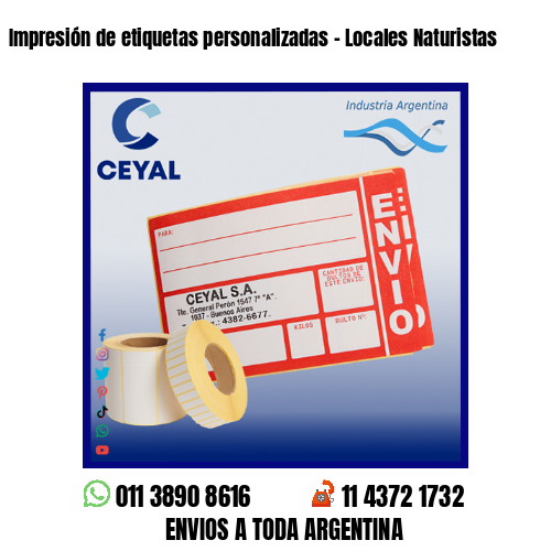 Impresión de etiquetas personalizadas – Locales Naturistas