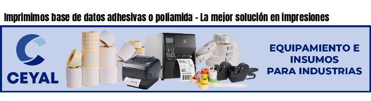 Imprimimos base de datos adhesivas o poliamida - La mejor solución en impresiones