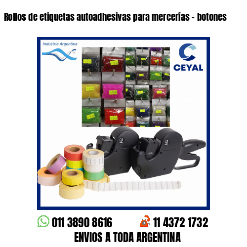 Rollos de etiquetas autoadhesivas para mercerías – botones