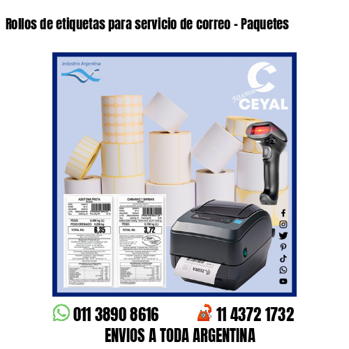 Rollos de etiquetas para servicio de correo – Paquetes