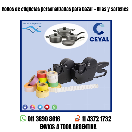Rollos de etiquetas personalizadas para bazar – Ollas y sartenes