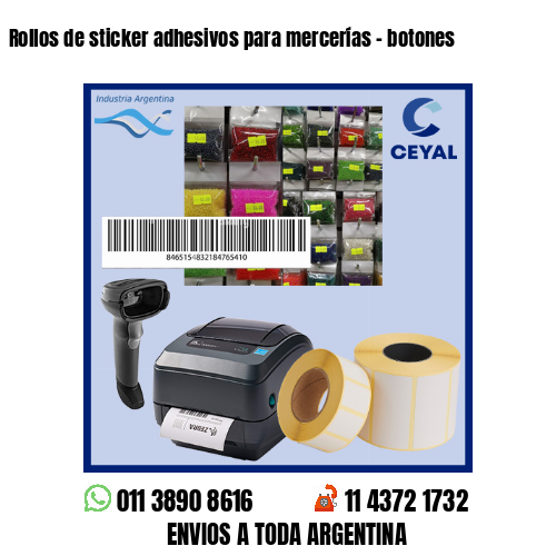 Rollos de sticker adhesivos para mercerías – botones
