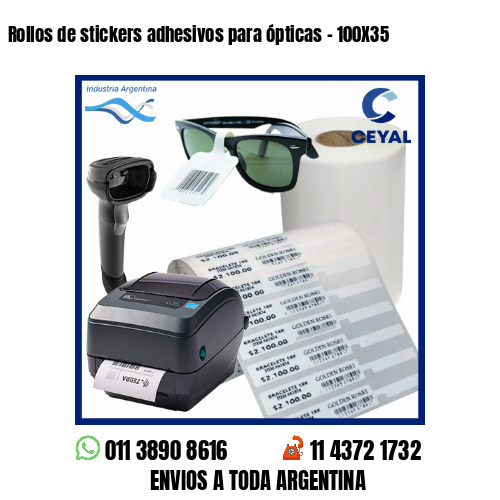 Rollos de stickers adhesivos para ópticas – 100X35