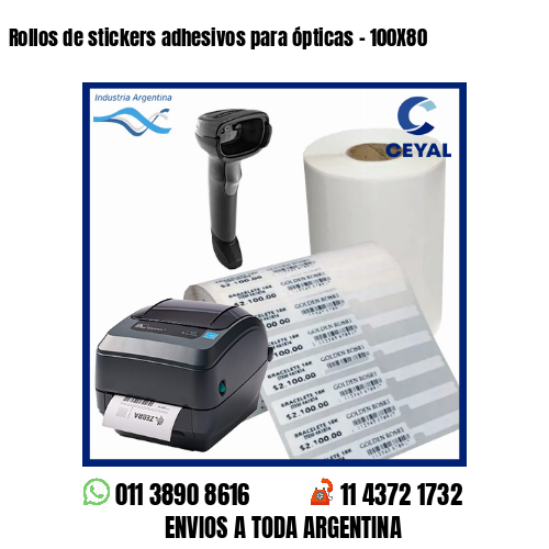 Rollos de stickers adhesivos para ópticas – 100X80