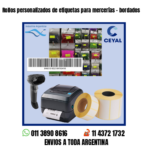 Rollos personalizados de etiquetas para mercerías – bordados