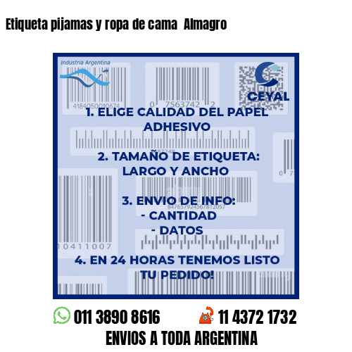 Etiqueta pijamas y ropa de cama  Almagro