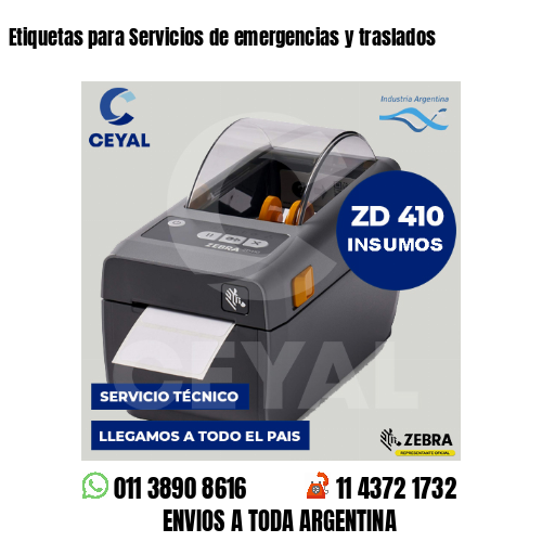 Etiquetas para Servicios de emergencias y traslados