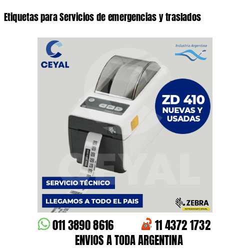 Etiquetas para Servicios de emergencias y traslados