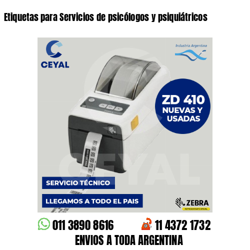 Etiquetas para Servicios de psicólogos y psiquiátricos