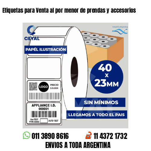 Etiquetas para Venta al por menor de prendas y accesorios