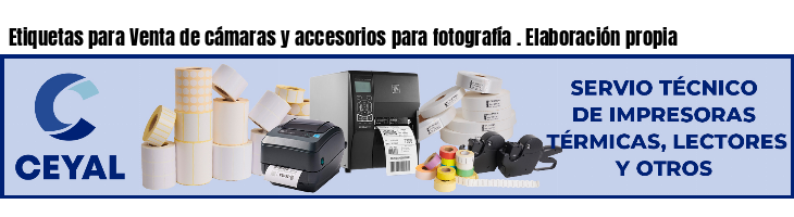 Etiquetas para Venta de cámaras y accesorios para fotografía . Elaboración propia
