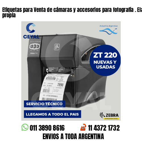 Etiquetas para Venta de cámaras y accesorios para fotografía . Elaboración propia