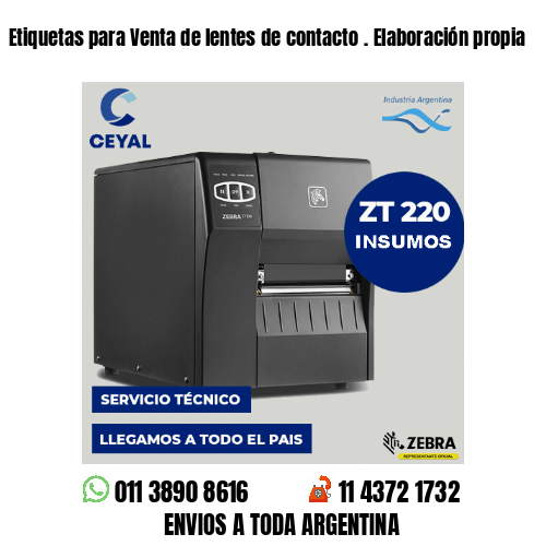 Etiquetas para Venta de lentes de contacto . Elaboración propia