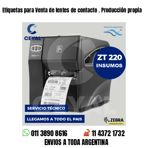 Etiquetas para Venta de lentes de contacto . Producción propia