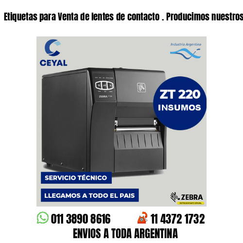 Etiquetas para Venta de lentes de contacto . Producimos nuestros productos