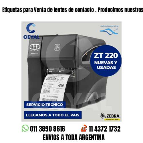 Etiquetas para Venta de lentes de contacto . Producimos nuestros productos