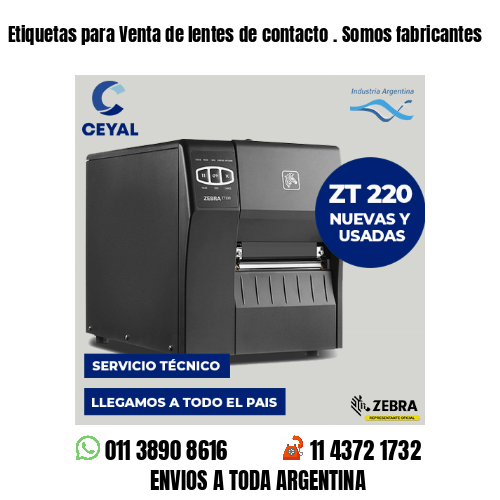 Etiquetas para Venta de lentes de contacto . Somos fabricantes
