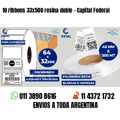 10 ribbons 33x500 resina doble - Capital Federal