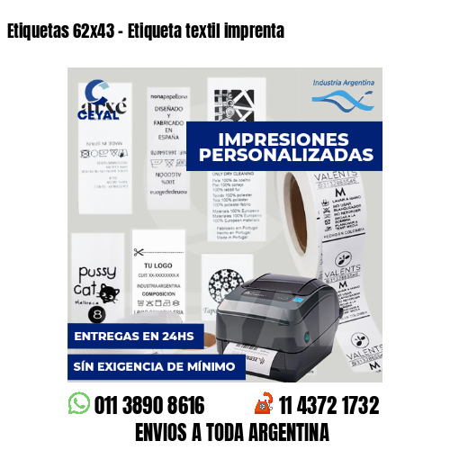 Etiquetas 62x43 - Etiqueta textil imprenta