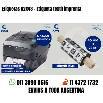 Etiquetas 62x43 - Etiqueta textil imprenta
