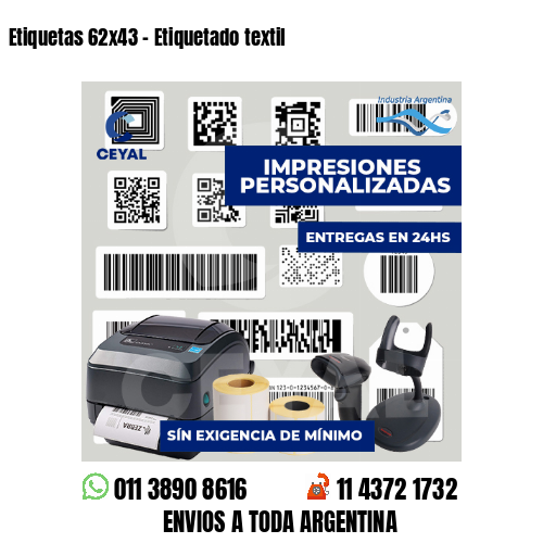 Etiquetas 62x43 - Etiquetado textil