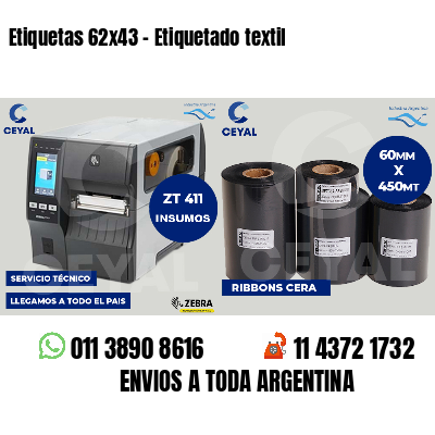 Etiquetas 62x43 - Etiquetado textil