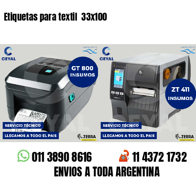 Etiquetas para textil 33x100
