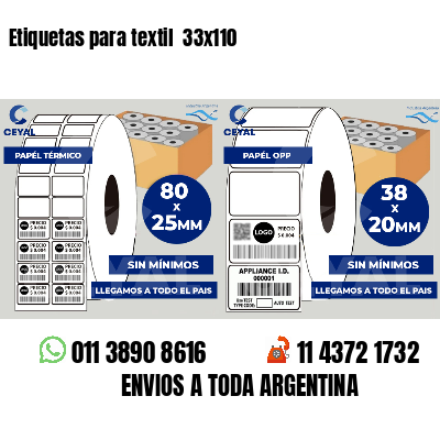 Etiquetas para textil  33x110