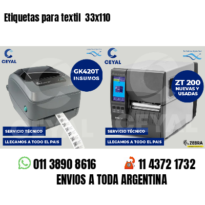Etiquetas para textil  33x110