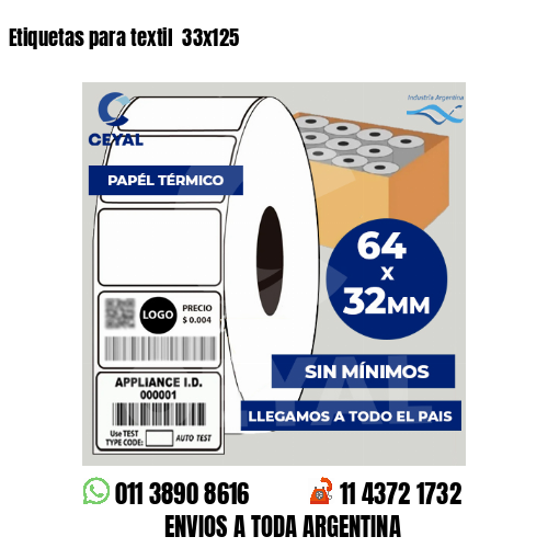 Etiquetas para textil  33x125