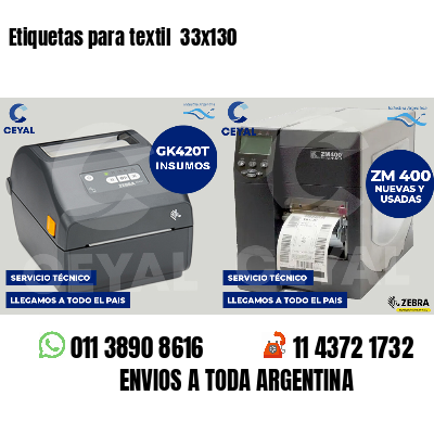 Etiquetas para textil  33x130