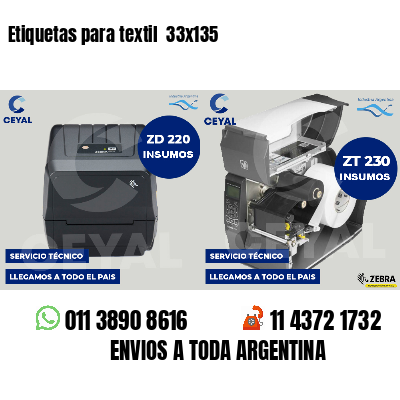 Etiquetas para textil  33x135