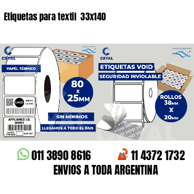 Etiquetas para textil 33x140