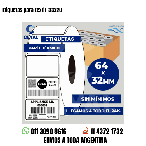 Etiquetas para textil 33x20