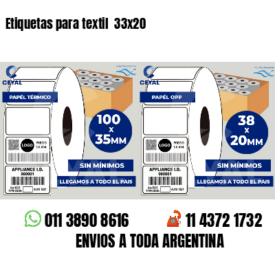 Etiquetas para textil 33x20