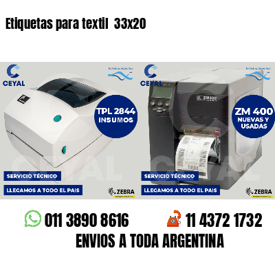Etiquetas para textil 33x20